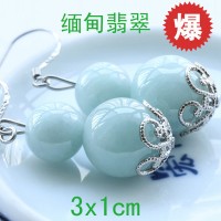 Jade jade double bead gourd 925 natural Burmese jade earrings jade jade earrings jade jewelry 190140