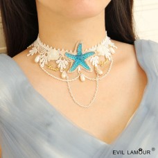 Fashion beach accessories starfish love letter clavicle chain lace short necklace girlfriend gift wholesale JL-56