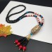 Hot selling ethnic style handmade raw seed polished thousand eyes Bodhi sweater chain cotton and linen clothing long necklace female jewelry chain