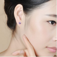 Liming fashion gift sterling silver s925 zircon earrings Japanese and Korean silver cross-border birthstone accessories four-claw earrings