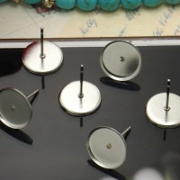 Stainless steel insert/8MM10mm12mm straight side round ear acupuncture tray DIY jewelry earrings wholesale