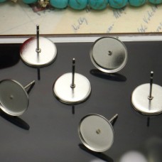 Stainless steel insert/8MM10mm12mm straight side round ear acupuncture tray DIY jewelry earrings wholesale