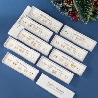 S925 sterling silver needle gift box set 5 pairs of earrings a week, campus style pearl earrings female zircon earrings earrings