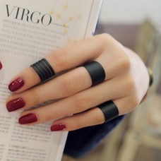 Korean Hand Jewelry Master's Sun Kong Hyojin Black Matte Frosted Open Ring Three-piece Tail Ring