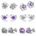 s925 sterling silver Japanese and Korean women's amethyst earrings crown chrysanthemum dolphin zircon earrings hypoallergenic earrings