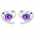 s925 sterling silver Japanese and Korean women's amethyst earrings crown chrysanthemum dolphin zircon earrings hypoallergenic earrings