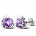s925 sterling silver Japanese and Korean women's amethyst earrings crown chrysanthemum dolphin zircon earrings hypoallergenic earrings