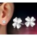 s925 sterling silver Japanese and Korean women's amethyst earrings crown chrysanthemum dolphin zircon earrings hypoallergenic earrings