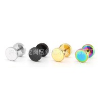 Manufacturer cheap wholesale titanium steel stainless steel dumbbell I-shaped round cake titanium steel earrings fashion jewelry wholesale jewelry