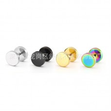 Manufacturer cheap wholesale titanium steel stainless steel dumbbell I-shaped round cake titanium steel earrings fashion jewelry wholesale jewelry