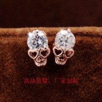 Alloy earrings rose gold hypoallergenic skull earrings new zircon earrings Hot sale on foreign trade platform