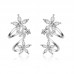 Korea Sweet Lady Flower Curved Ear Clips Zircon Earrings Temperament Earrings Ear Jewelry