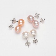 Factory direct sale s925 whole body pure silver earrings 4A grade flawless freshwater pearl earrings pure silver earrings