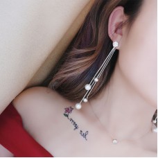 Personality multi-layer chain tassel earrings Korean version of long pearl earrings female crystal earrings earrings earrings