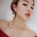 Personality multi-layer chain tassel earrings Korean version of long pearl earrings female crystal earrings earrings earrings