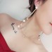 Personality multi-layer chain tassel earrings Korean version of long pearl earrings female crystal earrings earrings earrings