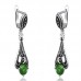 European and American Platinum Jewelry Set Retro Silver Plated Ring Emerald Diamond Earring Set Three-piece Necklace Jewelry