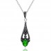European and American Platinum Jewelry Set Retro Silver Plated Ring Emerald Diamond Earring Set Three-piece Necklace Jewelry