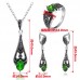 European and American Platinum Jewelry Set Retro Silver Plated Ring Emerald Diamond Earring Set Three-piece Necklace Jewelry