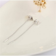 European and American popular women's jewelry simple metal triangle love electroplating earrings long handmade tassel earrings