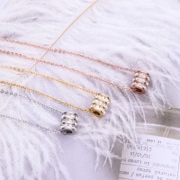 New Korean style hollow three-layer diamond short necklace fashion hot sale girl titanium steel rose gold necklace