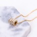 New Korean style hollow three-layer diamond short necklace fashion hot sale girl titanium steel rose gold necklace