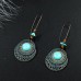 Cross-border hot sale European and American fashion round alloy earrings female creative big ear hook turquoise ear jewelry factory wholesale