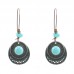 Cross-border hot sale European and American fashion round alloy earrings female creative big ear hook turquoise ear jewelry factory wholesale