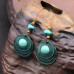 Cross-border hot sale European and American fashion round alloy earrings female creative big ear hook turquoise ear jewelry factory wholesale
