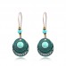 Cross-border hot sale European and American fashion round alloy earrings female creative big ear hook turquoise ear jewelry factory wholesale