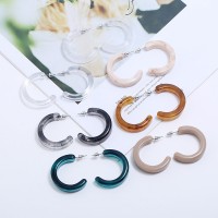 Korean version of resin earrings fashion personality semi-circular ring C letter simple earrings earrings factory direct sales