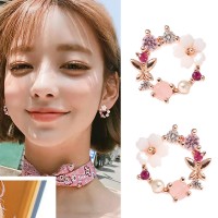B403 Her Private Life Park Minying Micro-inlaid flower ear clip without pierced garland earrings bow earrings
