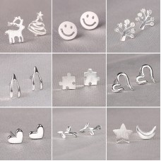 Collection 1 hot selling source 925 sterling silver needle earrings creative Korean style small earrings female mini love earring