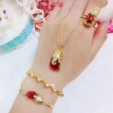 Fashion Imitation Gold Pixiu Three-piece Set Brass Gold Plated Fashion Necklace Bracelet Ring Set Euro Coin Gold Pendant