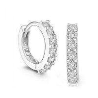 Amazon AliExpress hot style single row diamond sterling silver earrings female Korean version diamond earrings wild white fungus jewelry