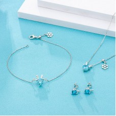 Cross-border new product accessories zircon sterling silver Christmas gift snowflake deer necklace earrings bracelet original three-piece suit female