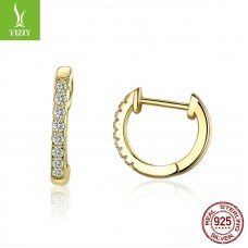Yinziyun original small circle 925 silver earrings European and American simple fashion real gold plated silver earrings SCE498