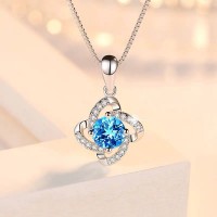 Imitation silver explosion type four-leaf clover pendant female white copper pendant necklace Japanese and Korean jewelry simple temperament live broadcast stall source