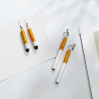 Harajuku style retro funny personality fun realistic cigarette butt earrings Korean trendy temperament earrings without pierced ear clips