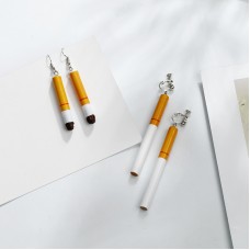 Harajuku style retro funny personality fun realistic cigarette butt earrings Korean trendy temperament earrings without pierced ear clips