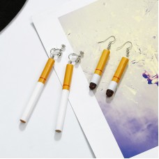 Harajuku style retro funny personality fun realistic cigarette butt earrings Korean trendy temperament earrings without pierced ear clips