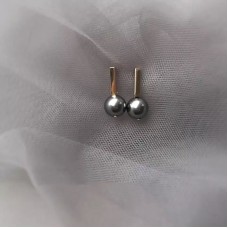 Shijia Austrian temperament dark gray black pearl earrings imported 14K gold-plated gold-plated hypoallergenic earrings ear clips